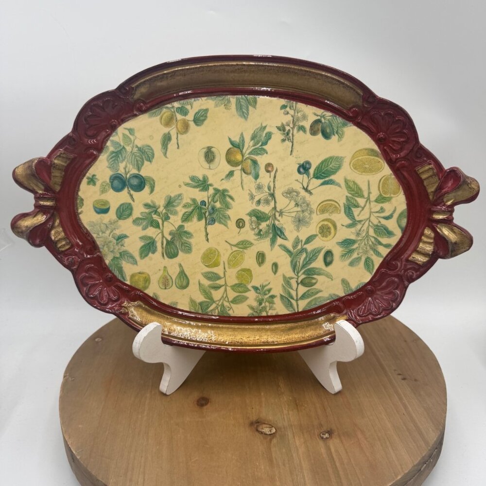 Tirinnanzi  Gilded Florentine tray bow handles made in Italy red gold